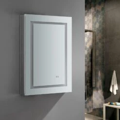 Spazio 24 In. W X 36 In. H Recessed Or Surface Mount Medicine Cabinet With LED Lighting, Mirror Defogger And Left Hinge -Allied Brass Shop 716dfc082047932904a67eb7e7841032 1800x1800