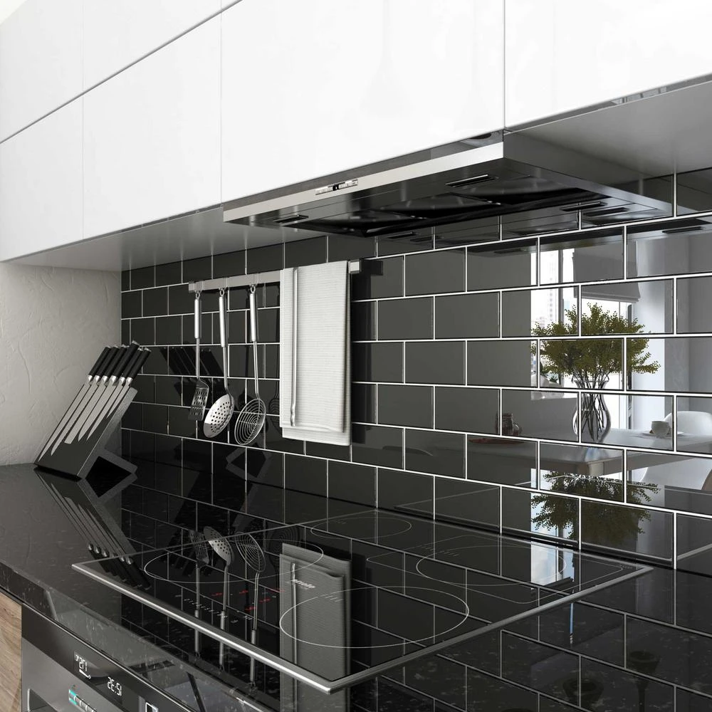 Giorbello Black 3 In. X 6 In. X 8 Mm Glass Subway Tile (5.5 Sq. Ft./case) 5 Giorbello Black 3 In. X 6 In. X 8 Mm Glass Subway Tile (5.5 Sq. Ft./case) - Image 5