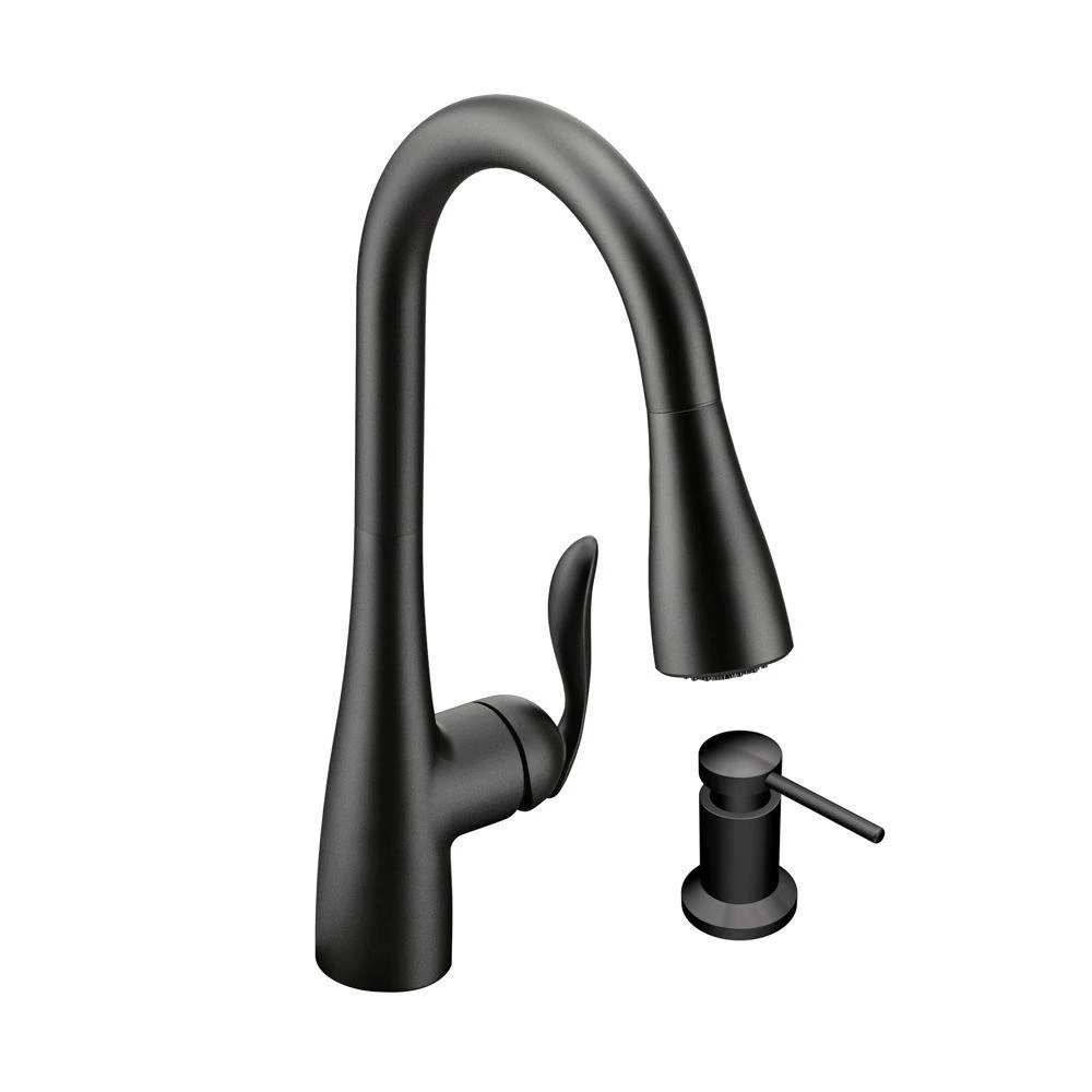 Arbor Single-Handle Pull-Down Sprayer Kitchen Faucet With Reflex And Soap/Lotion Dispenser In Matte Black 1 Arbor Single-Handle Pull-Down Sprayer Kitchen Faucet With Reflex And Soap/Lotion Dispenser In Matte Black