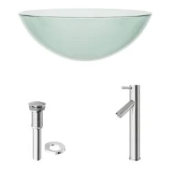 VIGO Glass Vessel Bathroom Sink In Clear Crystalline And Dior Vessel Faucet Set In Brushed Nickel -Allied Brass Shop 7864410b71399186a3360ea215b00fdf 1800x1800
