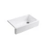 KOHLER Whitehaven 35.68-in X 21.56-in White Single Bowl Tall (8-in Or Larger) Undermount Apron Front/Farmhouse Residential Kitchen Sink