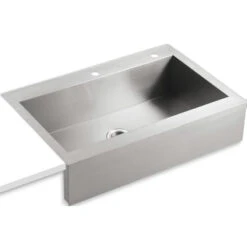 KOHLER Vault 35.75-in X 24.3125-in Single Bowl Tall (8-in Or Larger) Drop-In Apron Front/Farmhouse 2-Hole Commercial/Residential Kitchen Sink