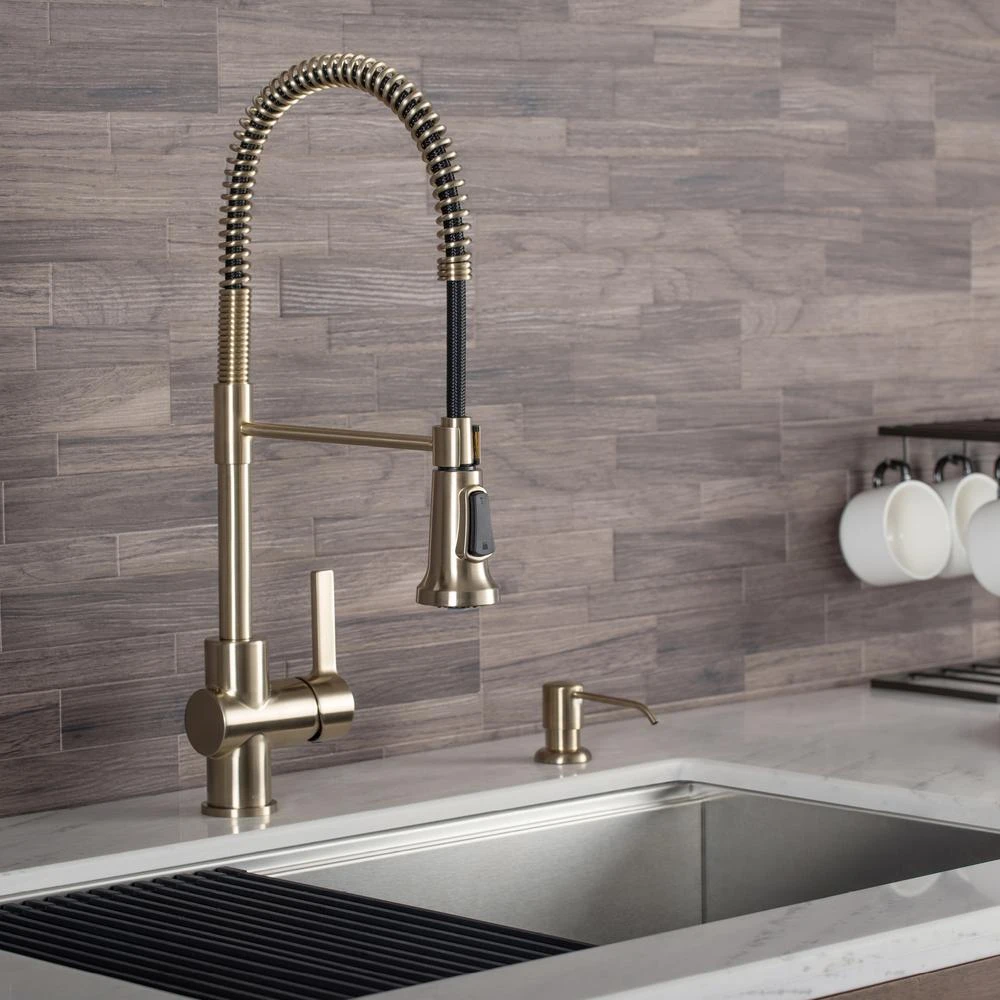 Britt Single-Handle Pull Down Sprayer Kitchen Faucet In Brushed Gold 2 Britt Single-Handle Pull Down Sprayer Kitchen Faucet In Brushed Gold - Image 2
