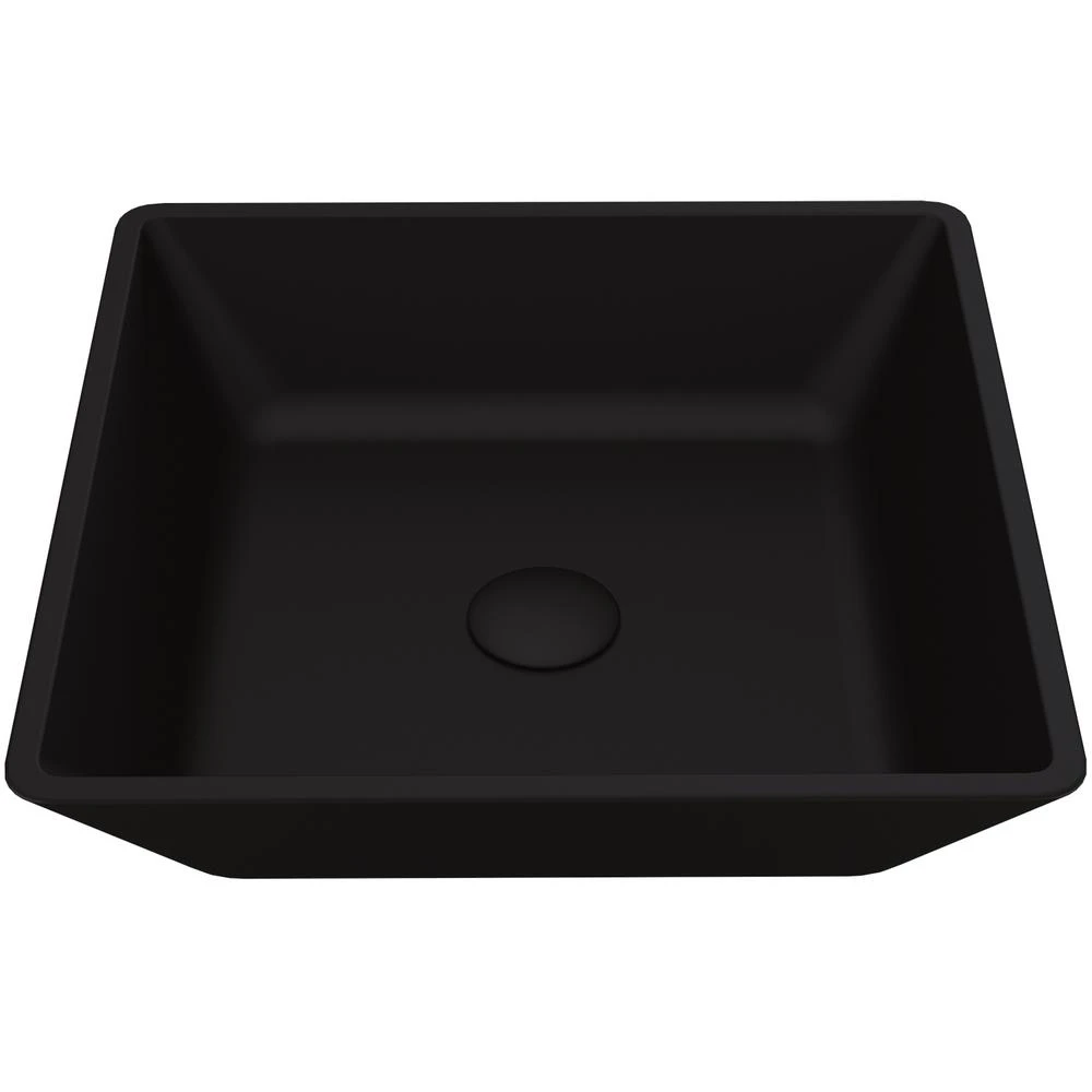 VIGO Black Roma Rectangular MatteShell Glass Bathroom Vessel Sink 3 VIGO Black Roma Rectangular MatteShell Glass Bathroom Vessel Sink - Image 3