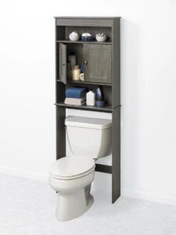 Zenna Home® 23"W X 67"H Driftwood Gray Over-The-Toilet Storage Cabinet 6 Zenna Home® 23"W X 67"H Driftwood Gray Over-The-Toilet Storage Cabinet -Allied Brass Shop 9119GY alt2 1800x1800