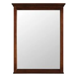 24 In. W X 31 In. H Framed Rectangular Bathroom Vanity Mirror In Mahogany
