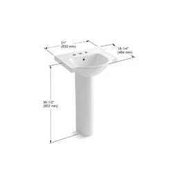KOHLER Veer 21 In. Vitreous China Pedestal Combo Bathroom Sink In White With Overflow Drain -Allied Brass Shop 99ee60cc97f177e84e4a5fb002b62b0a 1800x1800