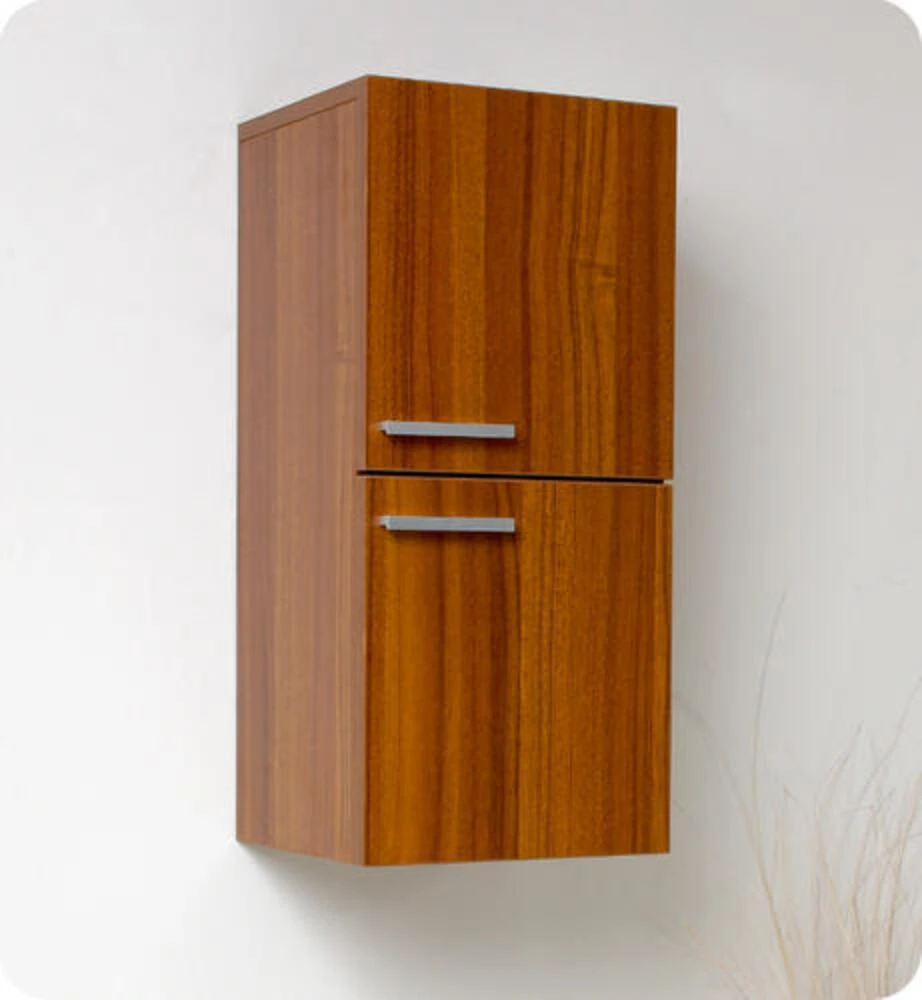 Fresca 13"W X 12"D X 27"H Teak Linen Cabinet 1 Fresca 13"W X 12"D X 27"H Teak Linen Cabinet