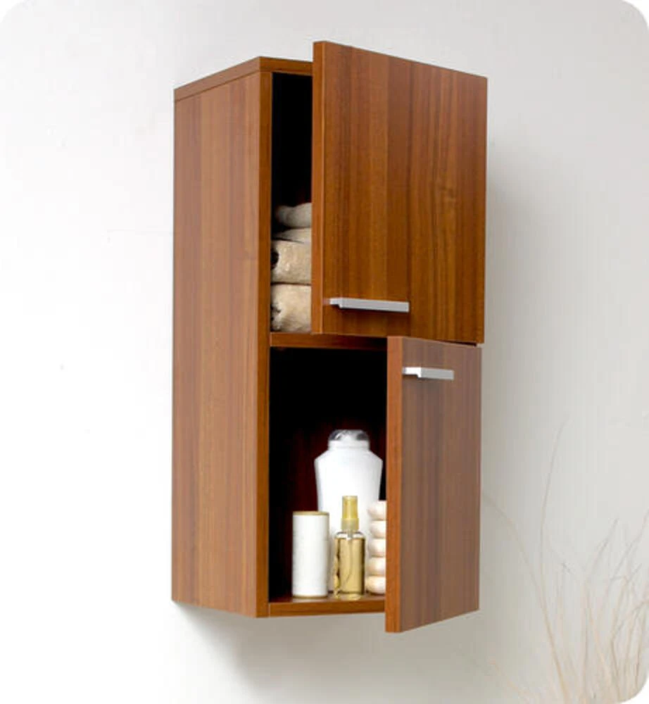 Fresca 13"W X 12"D X 27"H Teak Linen Cabinet 2 Fresca 13"W X 12"D X 27"H Teak Linen Cabinet - Image 2