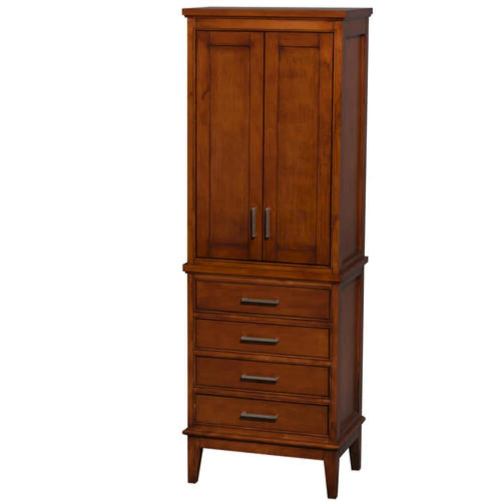 Wyndham Collection Hatton 24"W X 16"D X 71"H Light Chestnut Linen Cabinet 1 Wyndham Collection Hatton 24"W X 16"D X 71"H Light Chestnut Linen Cabinet
