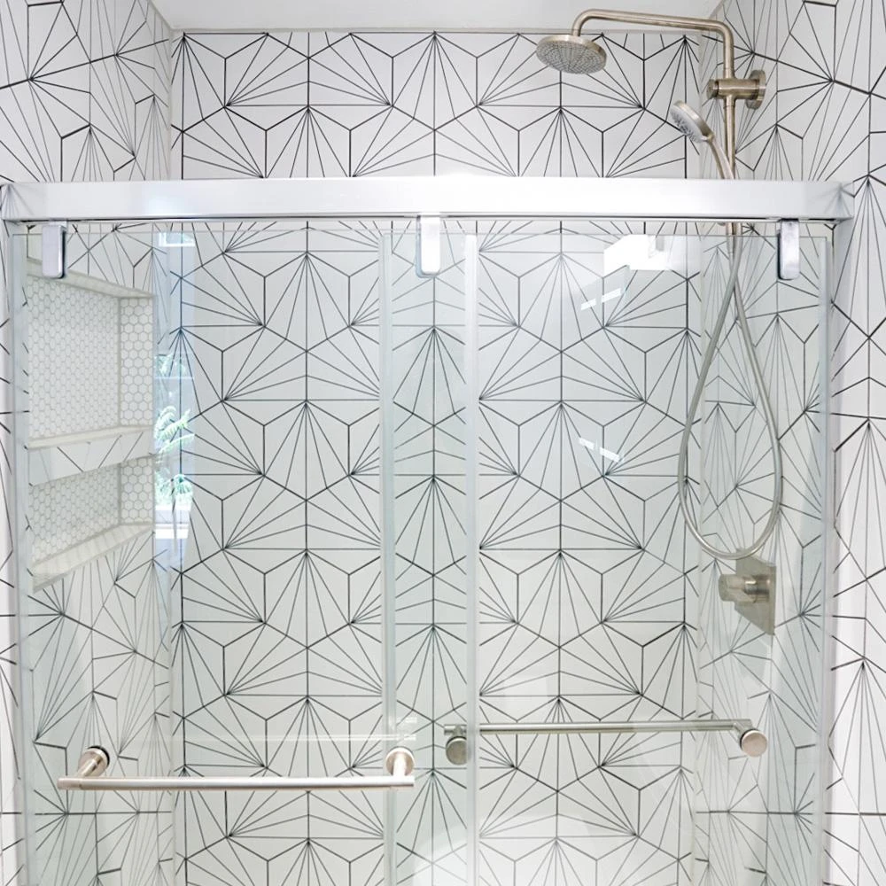 Merola Tile Aster Hex Blanco Encaustic 8-5/8 In. X 9-7/8 In. Porcelain Floor And Wall Tile (11.56 Sq. Ft. / Case) 2 Merola Tile Aster Hex Blanco Encaustic 8-5/8 In. X 9-7/8 In. Porcelain Floor And Wall Tile (11.56 Sq. Ft. / Case) - Image 2