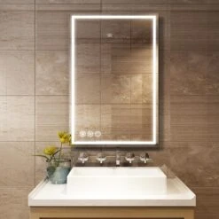24in X 36in Frameless Led Lighted Bathroom Wall Mounted Mirror
