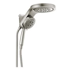 HydroRain Two-in-One 5-Spray 6 In. Dual Wall Mount Fixed And Handheld H2Okinetic Shower Head In Stainless