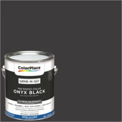 ColorPlace Pre Mixed Ready To Use, Interior Paint, Onyx Black,Semi-Gloss Finish, 1 Gallon