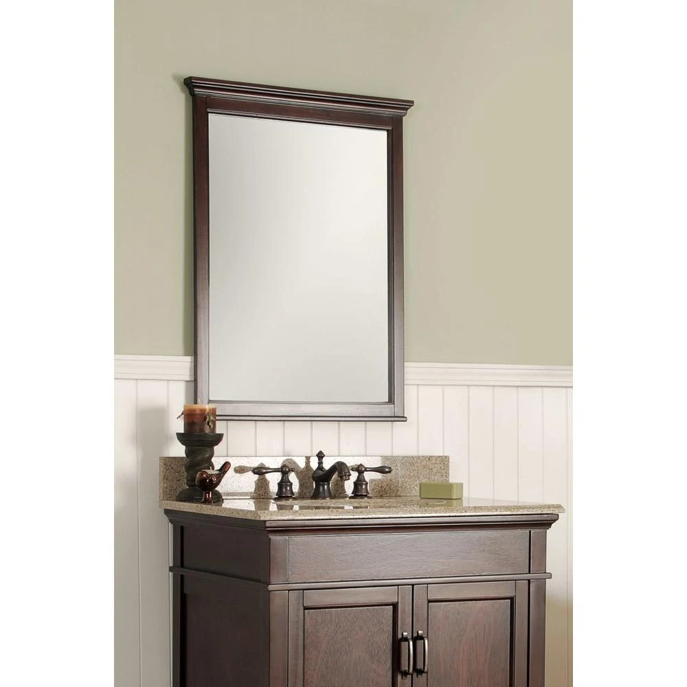 24 In. W X 31 In. H Framed Rectangular Bathroom Vanity Mirror In Mahogany 7 24 In. W X 31 In. H Framed Rectangular Bathroom Vanity Mirror In Mahogany - Image 7
