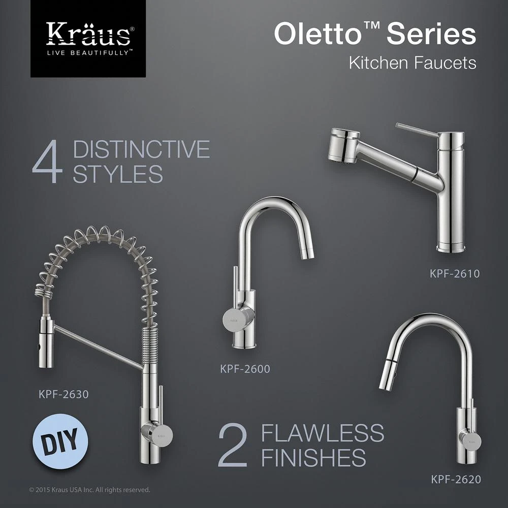 Oletto Single Handle Pull Out Kitchen Faucet In Chrome Finish 10 Oletto Single Handle Pull Out Kitchen Faucet In Chrome Finish - Image 10