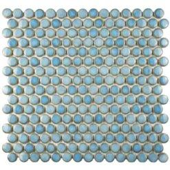 Merola Tile Hudson Penny Round Marine 12 In. X 12-5/8 In. X 5 Mm Porcelain Mosaic Tile (10.74 Sq. Ft. / Case)