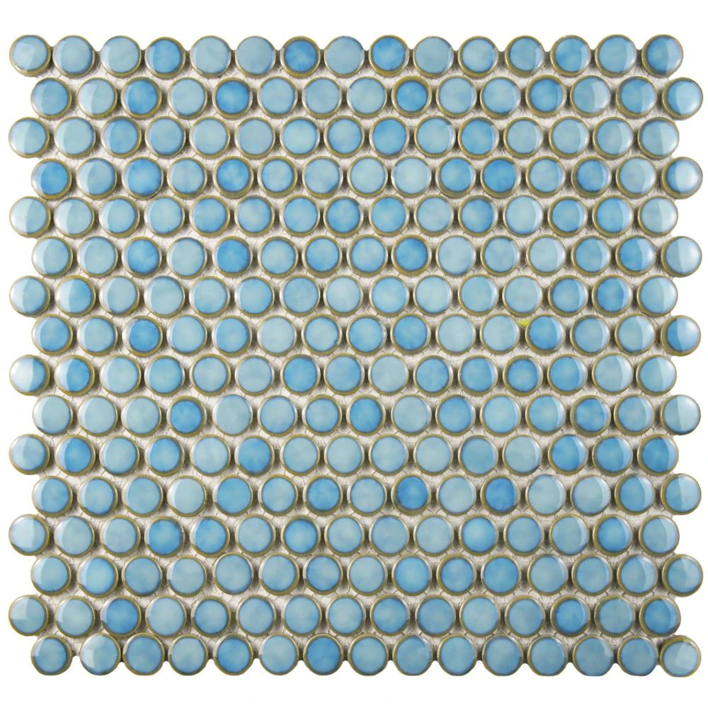 Merola Tile Hudson Penny Round Marine 12 In. X 12-5/8 In. X 5 Mm Porcelain Mosaic Tile (10.74 Sq. Ft. / Case) 1 Merola Tile Hudson Penny Round Marine 12 In. X 12-5/8 In. X 5 Mm Porcelain Mosaic Tile (10.74 Sq. Ft. / Case)