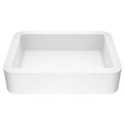 VIGO Petunia Handmade Matte Stone Rectangle Vessel Bathroom Sink In Matte White