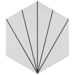 Merola Tile Aster Hex Blanco Encaustic 8-5/8 In. X 9-7/8 In. Porcelain Floor And Wall Tile (11.56 Sq. Ft. / Case)