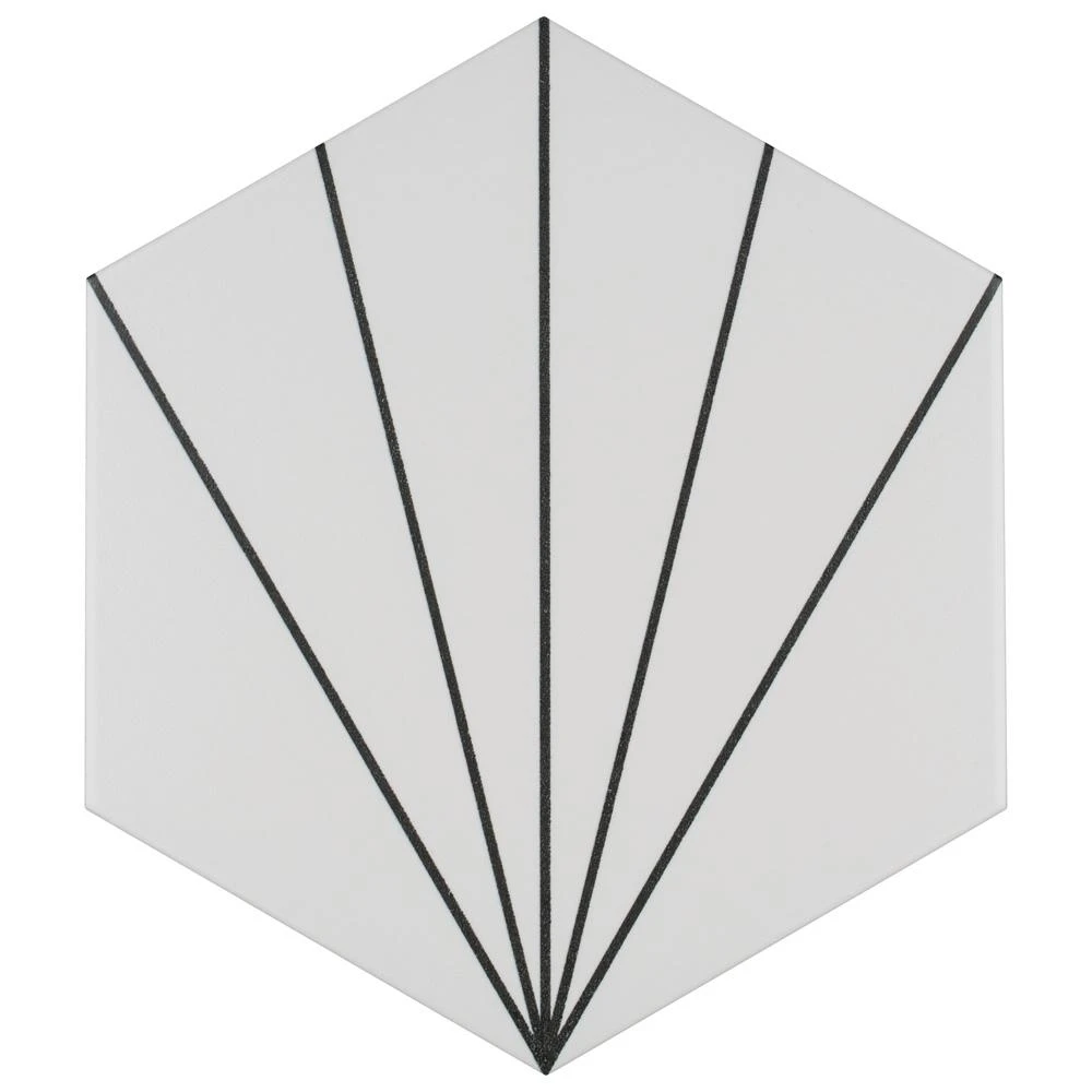 Merola Tile Aster Hex Blanco Encaustic 8-5/8 In. X 9-7/8 In. Porcelain Floor And Wall Tile (11.56 Sq. Ft. / Case) 1 Merola Tile Aster Hex Blanco Encaustic 8-5/8 In. X 9-7/8 In. Porcelain Floor And Wall Tile (11.56 Sq. Ft. / Case)