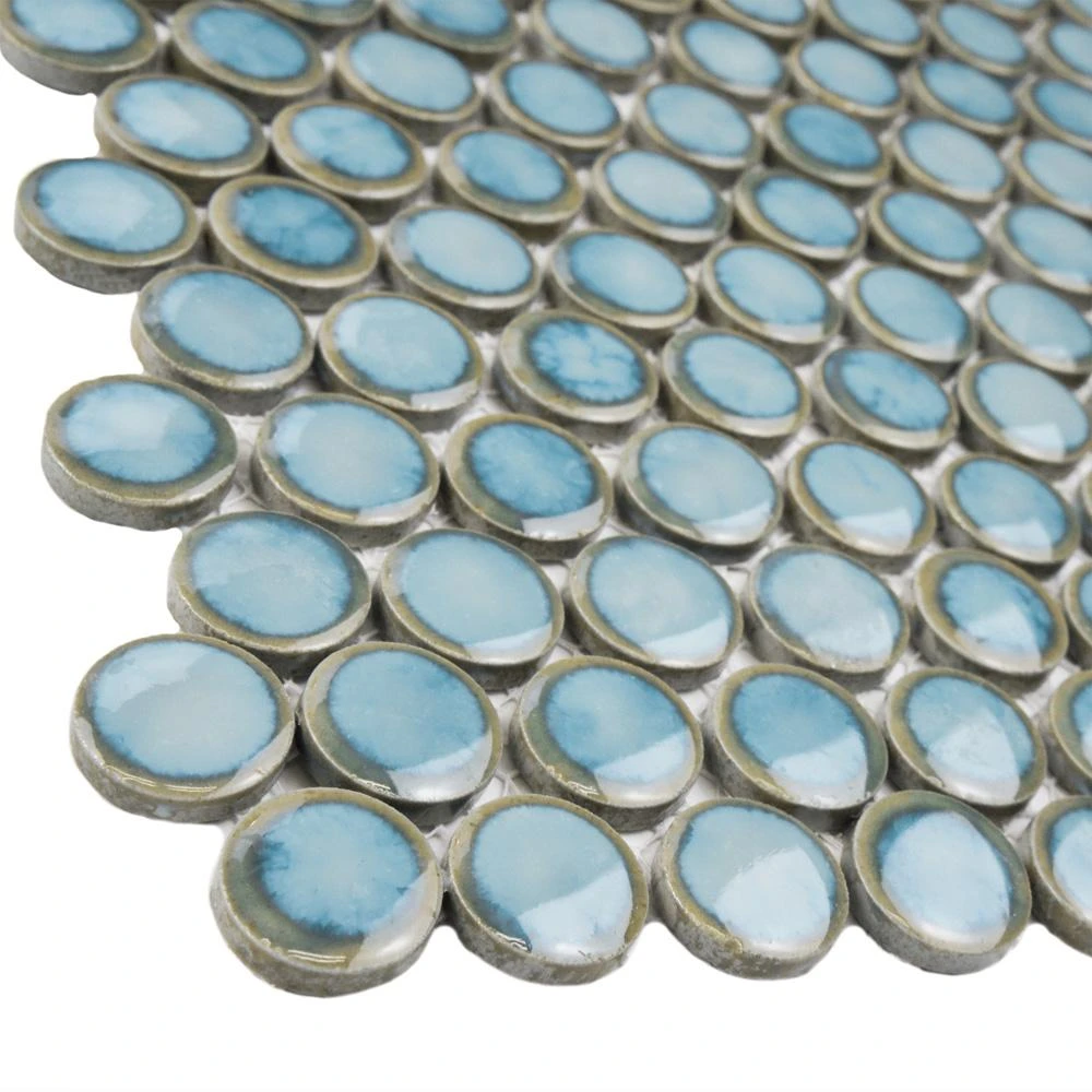 Merola Tile Hudson Penny Round Marine 12 In. X 12-5/8 In. X 5 Mm Porcelain Mosaic Tile (10.74 Sq. Ft. / Case) 3 Merola Tile Hudson Penny Round Marine 12 In. X 12-5/8 In. X 5 Mm Porcelain Mosaic Tile (10.74 Sq. Ft. / Case) - Image 3
