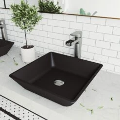 VIGO Black Roma Rectangular MatteShell Glass Bathroom Vessel Sink 17 VIGO Black Roma Rectangular MatteShell Glass Bathroom Vessel Sink -Allied Brass Shop d0f7ad170f24fca12b741de613a91164 1800x1800
