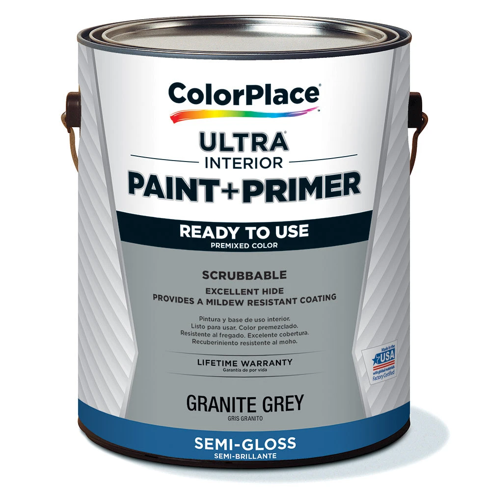 ColorPlace ULTRA Interior Paint & Primer, Granite Gray, Semi-Gloss, 1 Gallon 1 ColorPlace ULTRA Interior Paint & Primer, Granite Gray, Semi-Gloss, 1 Gallon