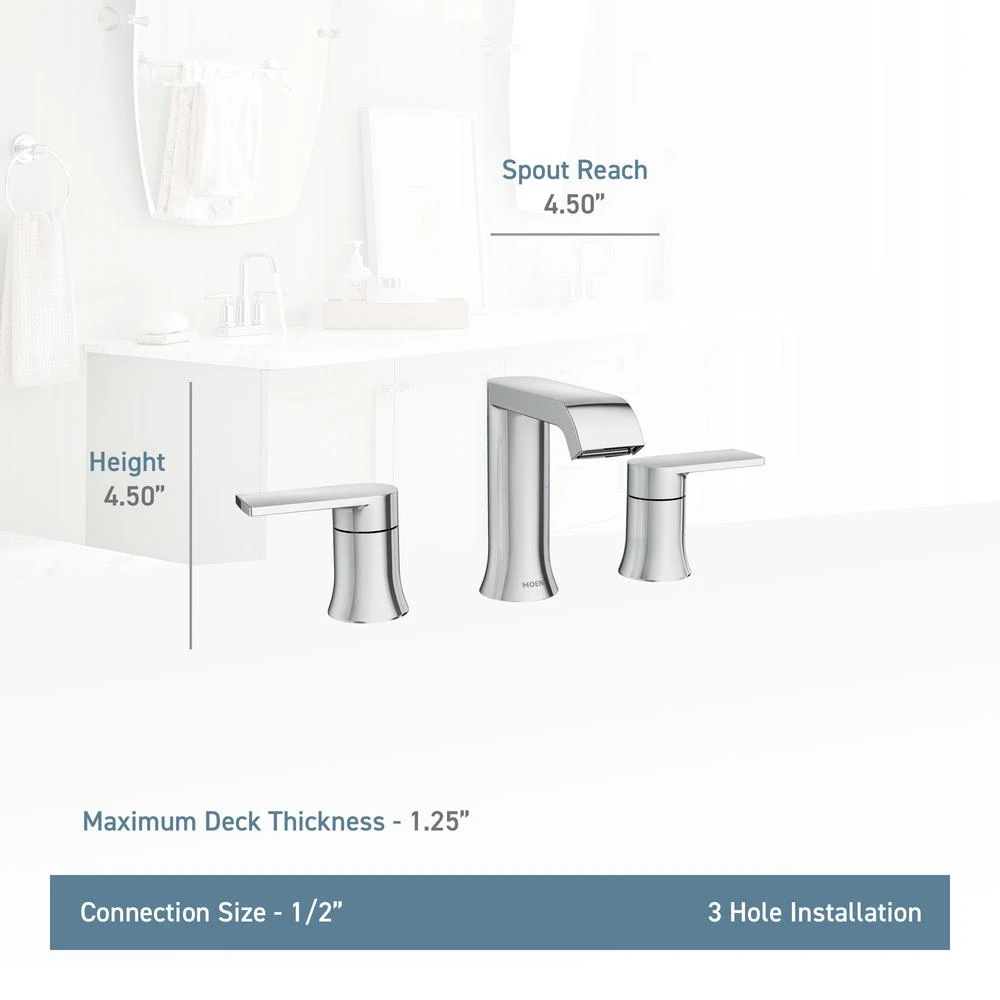 Genta 8 In. Widespread 2-Handle Bathroom Faucet In Chrome 3 Genta 8 In. Widespread 2-Handle Bathroom Faucet In Chrome - Image 3