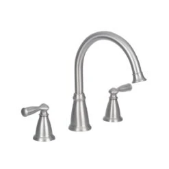 Banbury 2-Handle Deck-Mount High Arc Roman Tub Faucet With Valve In Spot Resist Brushed Nickel