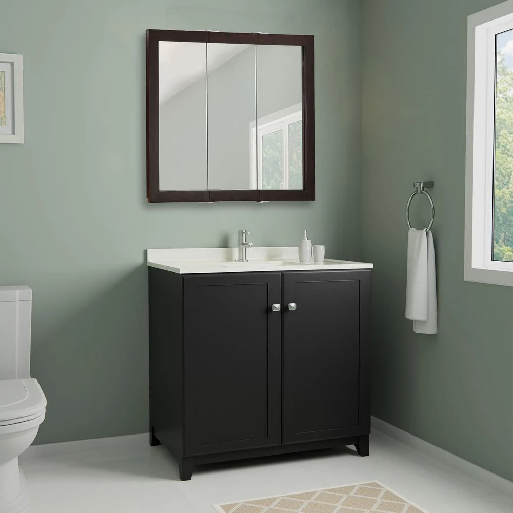 Ventura 36 In. W X 30 In. H X 6 In. D Framed Tri-View Surface-Mount Bathroom Medicine Cabinet In Espresso 10 Ventura 36 In. W X 30 In. H X 6 In. D Framed Tri-View Surface-Mount Bathroom Medicine Cabinet In Espresso - Image 10