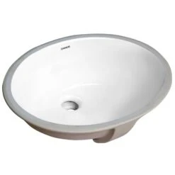 Boyel Living 13 In. X 11 In. Bathroom Ceramic Sink Oval Lavatory Undercounter In White,
