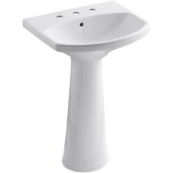 KOHLER Cimarron 8 In. Widespread Vitreous China Pedestal Combo Bathroom Sink In White With Overflow Drain