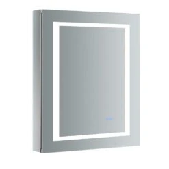 Spazio 24 In. W X 30 In. H Recessed Or Surface Mount Medicine Cabinet With LED Lighting, Mirror Defogger And Left Hinge
