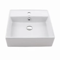 KRAUS Square Ceramic Vessel Bathroom Sink In White